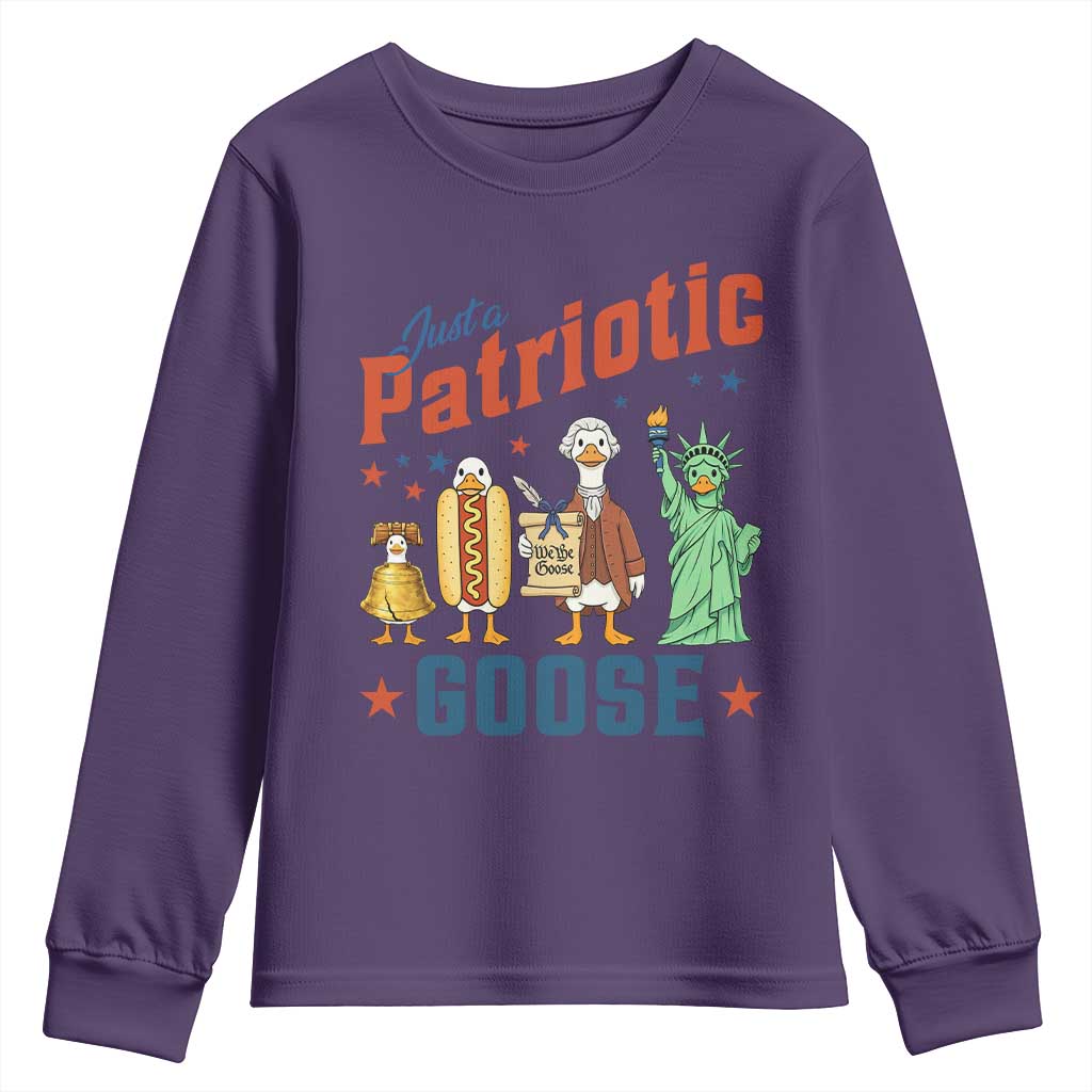 Just A Patriotic Goose Youth Sweatshirt USA 250th Anniversary TS12 Purple Print Your Wear