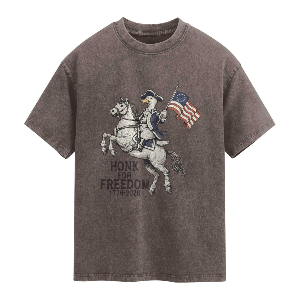 Funny Patriotic Goose Cowboy Washed Cotton T-Shirt Honk For Freedom