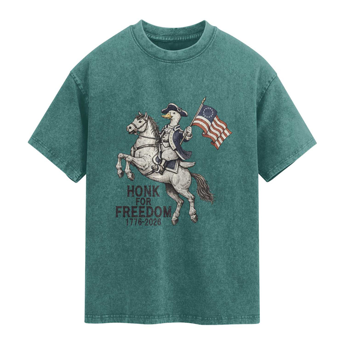Funny Patriotic Goose Cowboy Washed Cotton T-Shirt Honk For Freedom