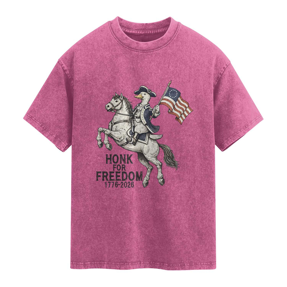 Funny Patriotic Goose Cowboy Washed Cotton T-Shirt Honk For Freedom