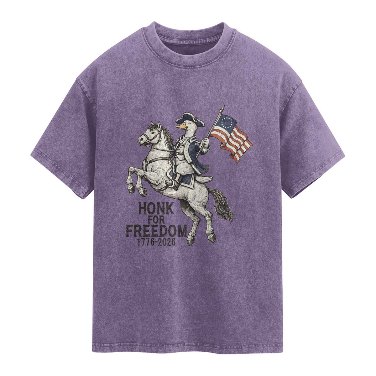 Funny Patriotic Goose Cowboy Washed Cotton T-Shirt Honk For Freedom