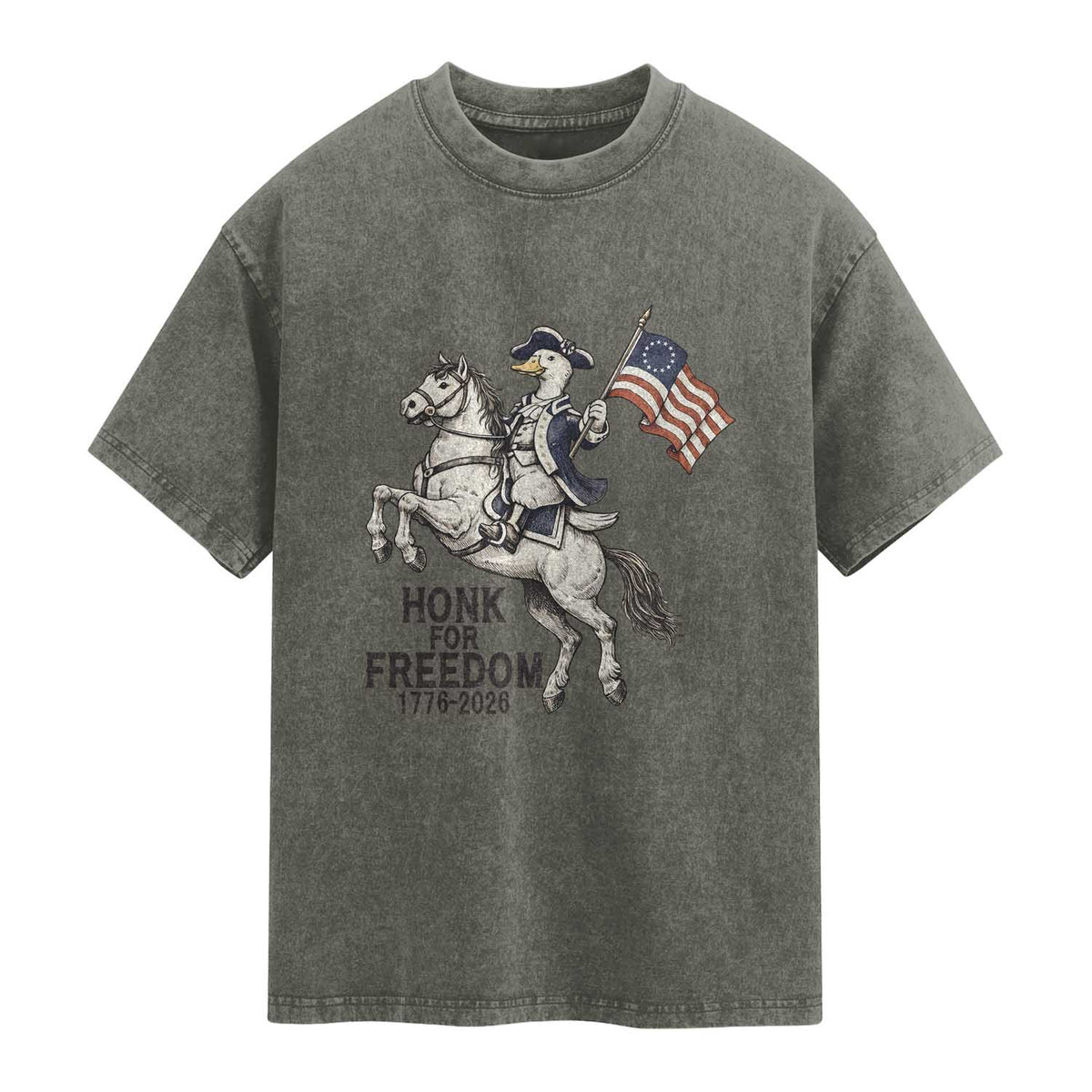 Funny Patriotic Goose Cowboy Washed Cotton T-Shirt Honk For Freedom