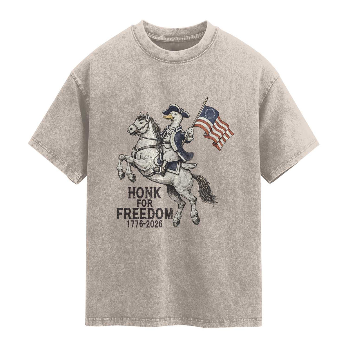 Funny Patriotic Goose Cowboy Washed Cotton T-Shirt Honk For Freedom