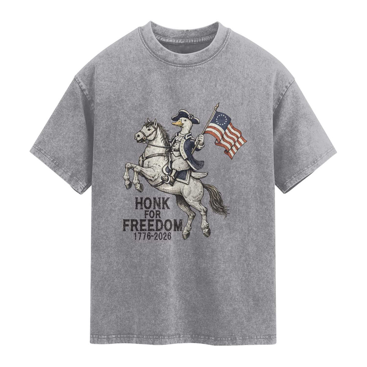 Funny Patriotic Goose Cowboy Washed Cotton T-Shirt Honk For Freedom