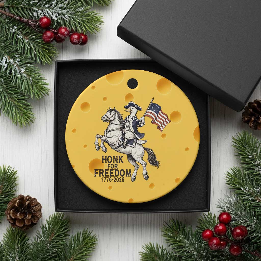 Funny Patriotic Goose Cowboy Ceramic Ornament Honk For Freedom TS12 1pc Yellow Cheese Print Your Wear