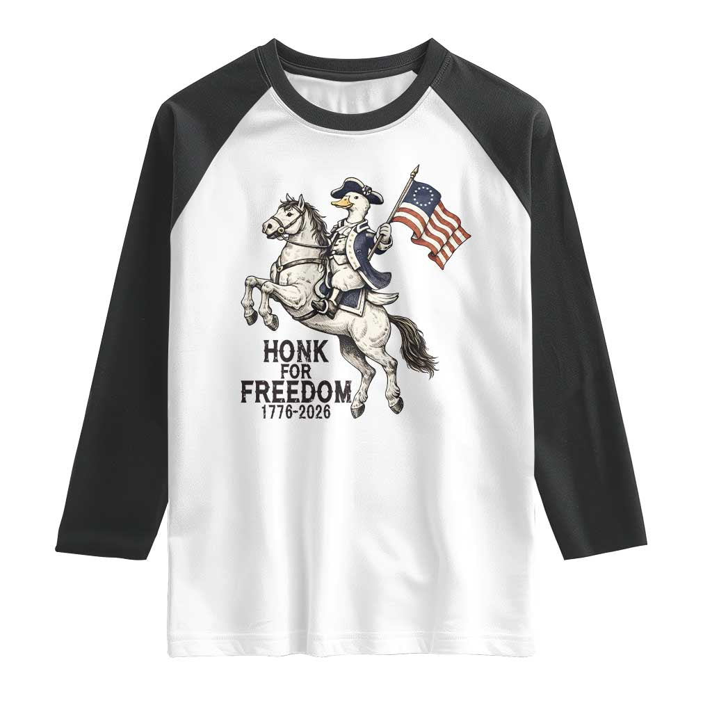 Funny Patriotic Goose Cowboy Raglan Shirt Honk For Freedom TS12 White Black Print Your Wear