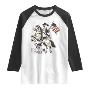 Funny Patriotic Goose Cowboy Raglan Shirt Honk For Freedom TS12 White Black Print Your Wear