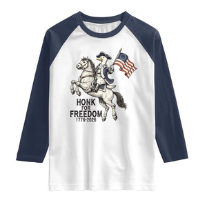 Funny Patriotic Goose Cowboy Raglan Shirt Honk For Freedom TS12 White Navy Print Your Wear