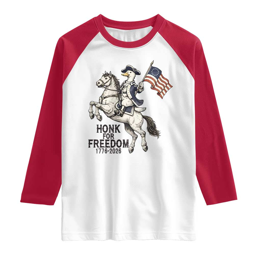 Funny Patriotic Goose Cowboy Raglan Shirt Honk For Freedom TS12 White Red Print Your Wear