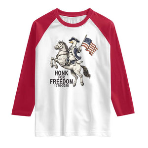 Funny Patriotic Goose Cowboy Raglan Shirt Honk For Freedom TS12 White Red Print Your Wear