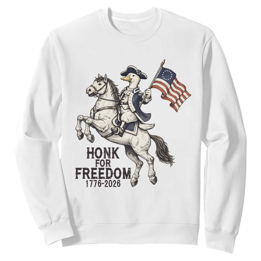 Funny Patriotic Goose Cowboy Sweatshirt Honk For Freedom TS12 White Print Your Wear