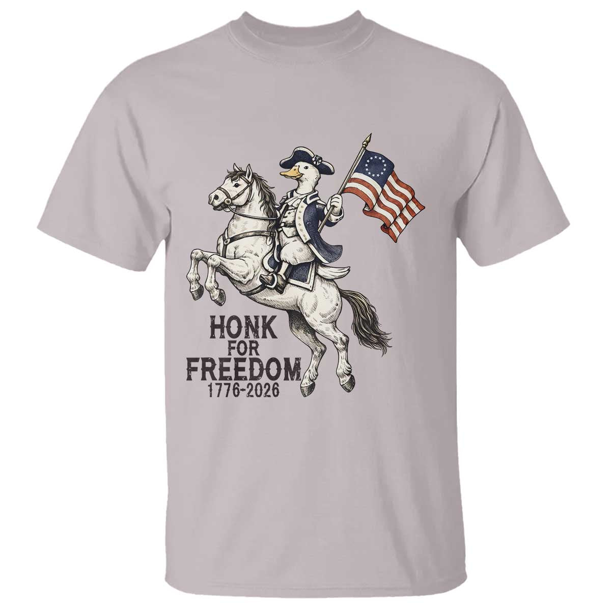 Funny Patriotic Goose Cowboy T Shirt Honk For Freedom TS12 Ice Gray Print Your Wear