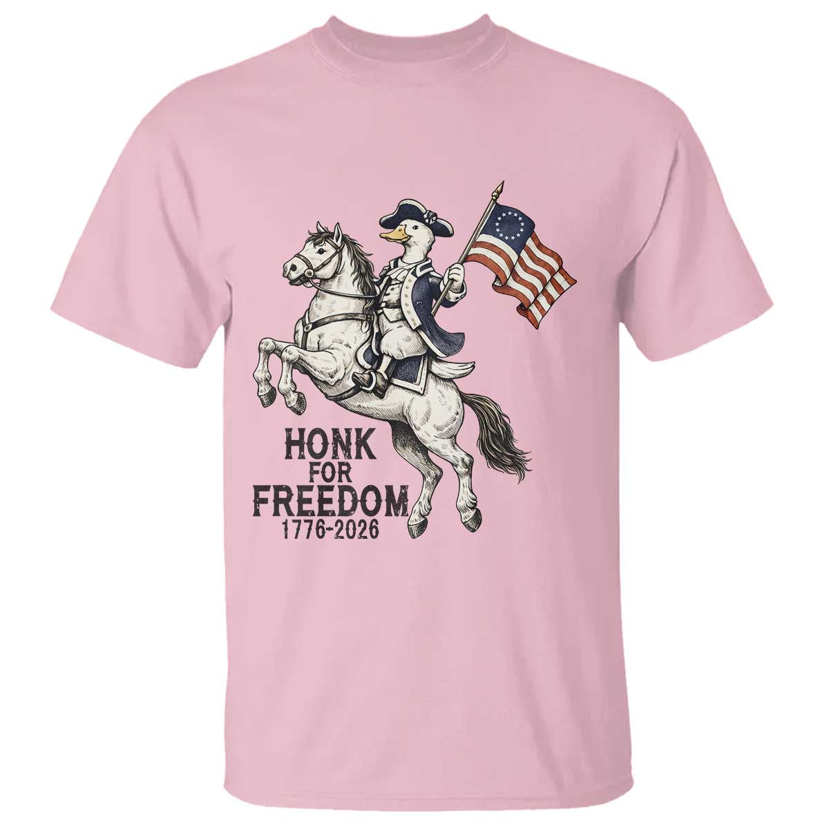 Funny Patriotic Goose Cowboy T Shirt Honk For Freedom TS12 Light Pink Print Your Wear