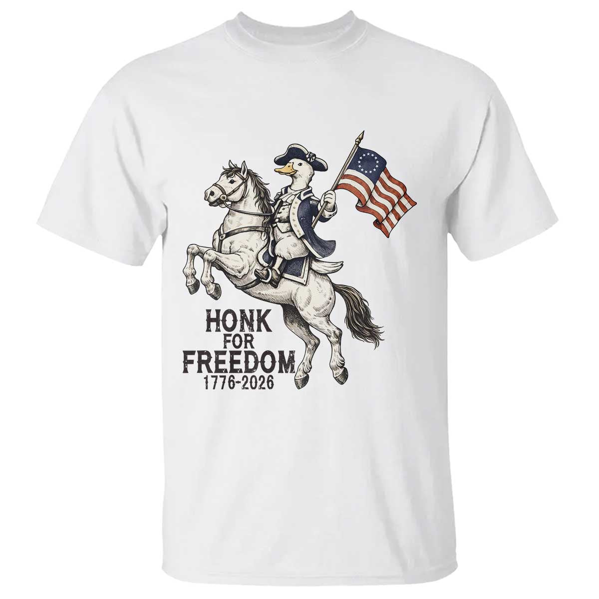 Funny Patriotic Goose Cowboy T Shirt Honk For Freedom TS12 White Print Your Wear