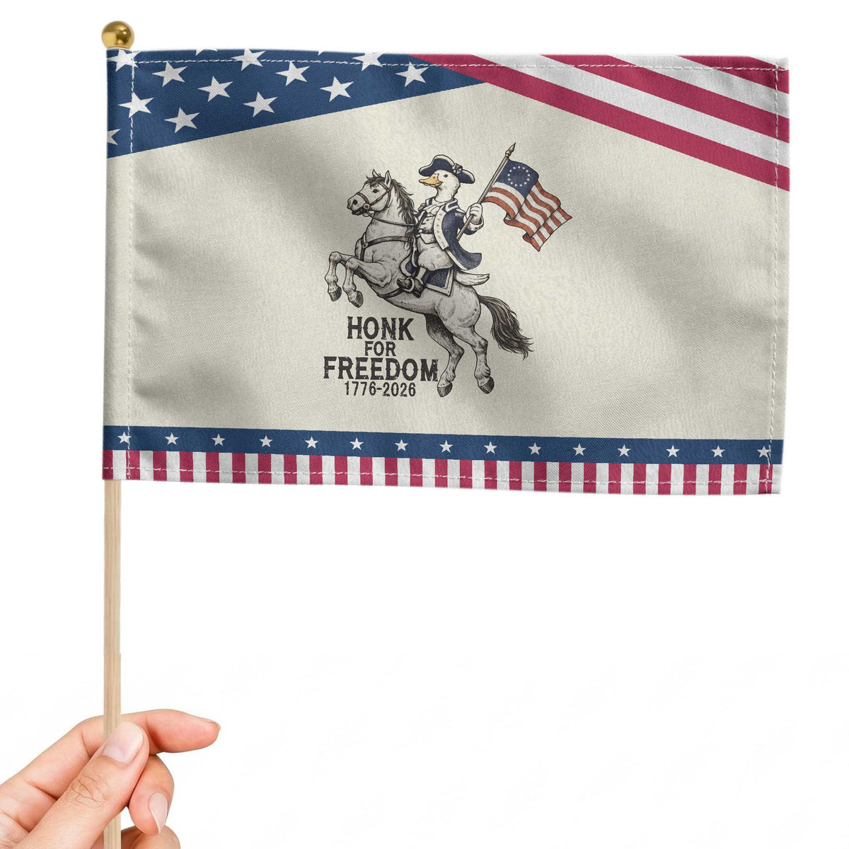 Funny Patriotic Goose Cowboy Patriotic Handheld Flag Honk For Freedom TS12 Modern 8.2
