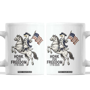 Funny Patriotic Goose Cowboy Coffee Mug Honk For Freedom TS12 White Print Your Wear
