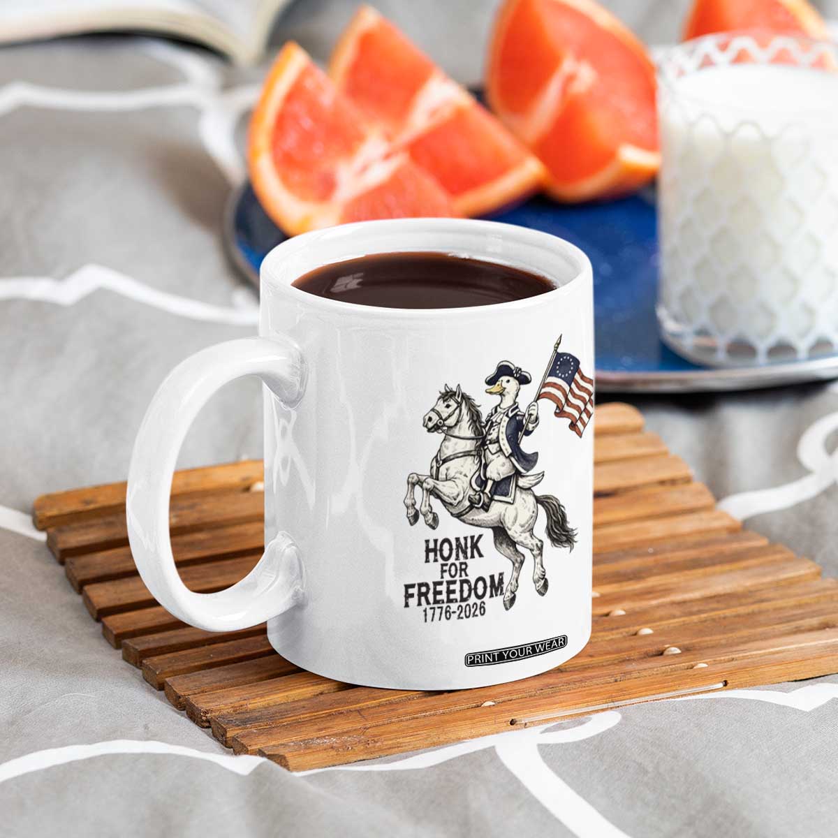 Funny Patriotic Goose Cowboy Coffee Mug Honk For Freedom TS12 Print Your Wear