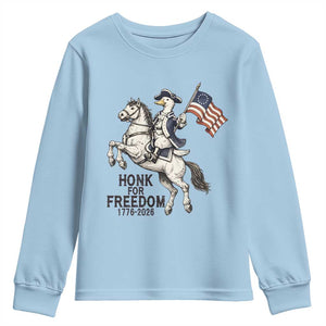Funny Patriotic Goose Cowboy Youth Sweatshirt Honk For Freedom TS12 Light Blue Print Your Wear