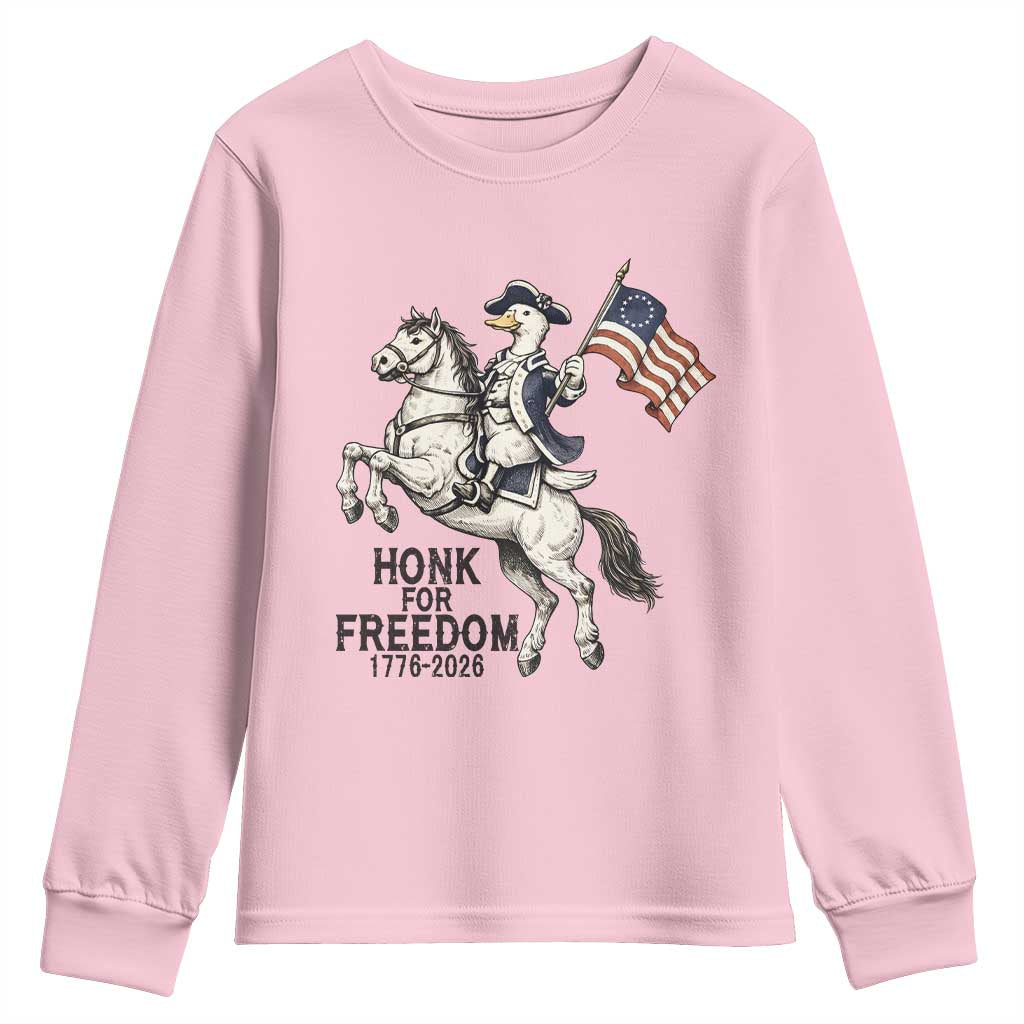 Funny Patriotic Goose Cowboy Youth Sweatshirt Honk For Freedom TS12 Light Pink Print Your Wear