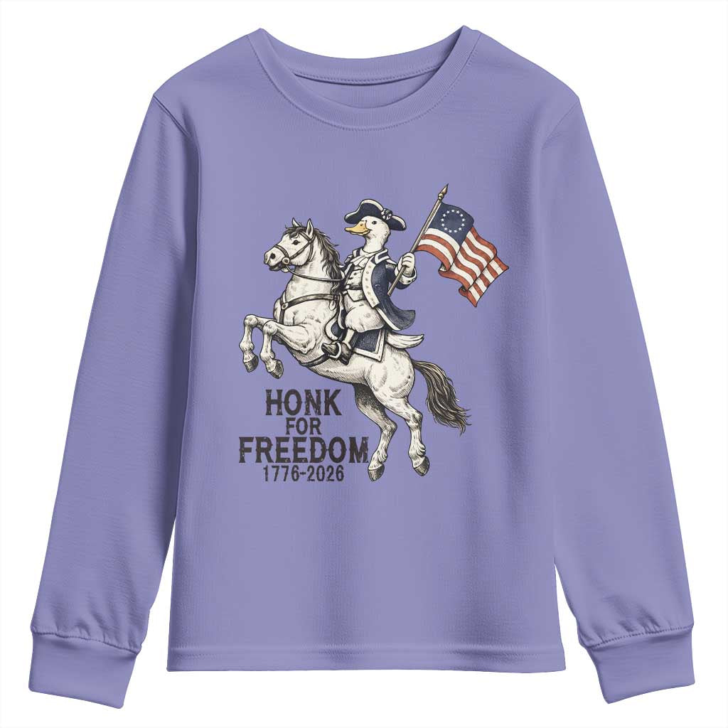 Funny Patriotic Goose Cowboy Youth Sweatshirt Honk For Freedom TS12 Violet Print Your Wear