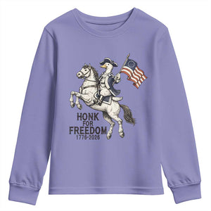 Funny Patriotic Goose Cowboy Youth Sweatshirt Honk For Freedom TS12 Violet Print Your Wear