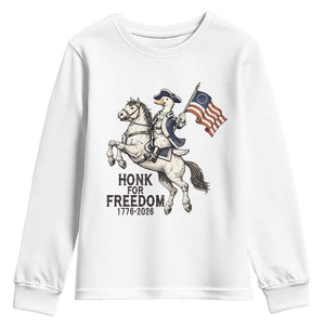Funny Patriotic Goose Cowboy Youth Sweatshirt Honk For Freedom TS12 White Print Your Wear