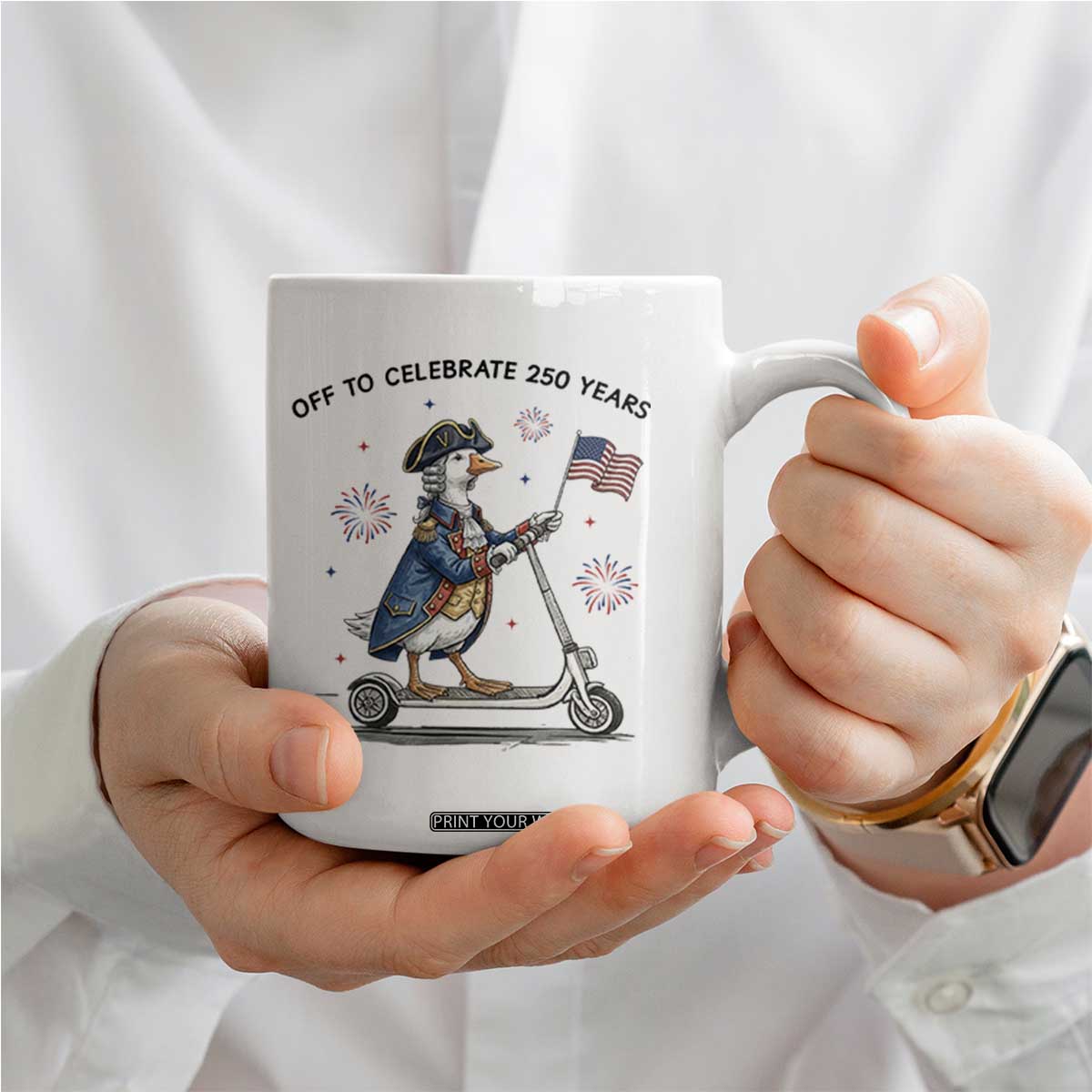 Funny Patriotic Goose Coffee Mug Off To Celebrate 250 Years TS12 Print Your Wear