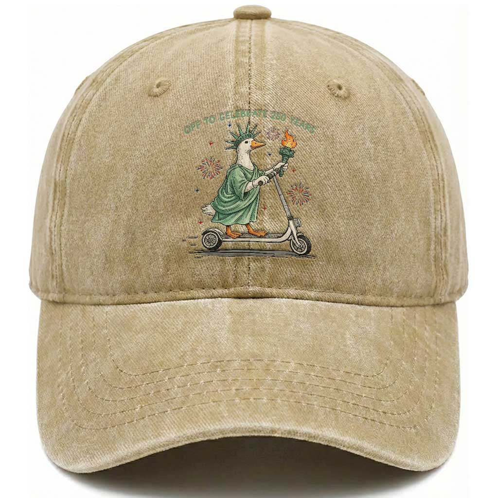 Funny Goose Statue Of Liberty Washed Cotton Baseball Cap Off To Celebrate 250 Year TS12 Washed Cap Universal Fit Khaki Print Your Wear