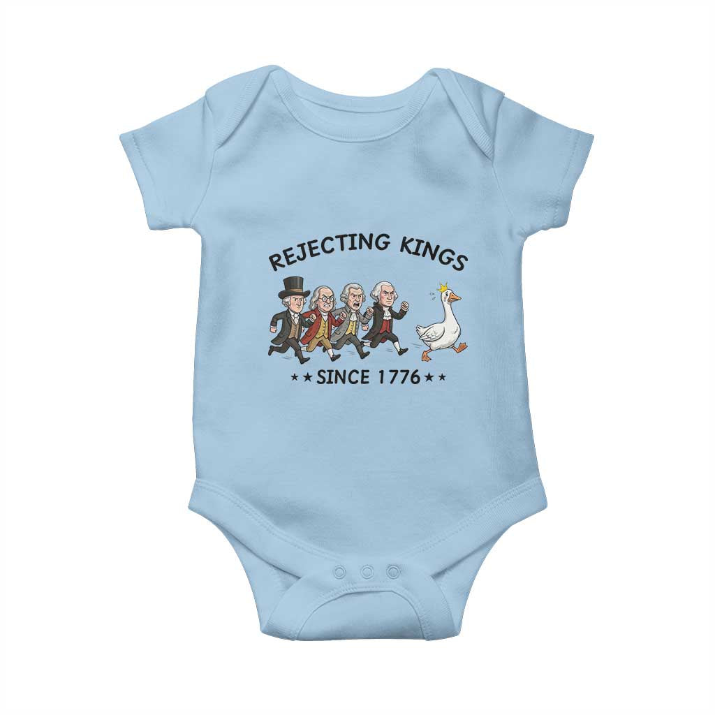 Rejecting Kings Since 1776 Baby Onesie Funny Founding Fathers Chasing Royal Goose TS12 Light Blue Print Your Wear