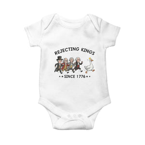 Rejecting Kings Since 1776 Baby Onesie Funny Founding Fathers Chasing Royal Goose TS12 White Print Your Wear