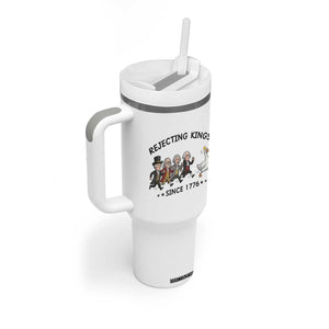 Rejecting Kings Since 1776 Tumbler With Handle Funny Founding Fathers Chasing Royal Goose TS12 Print Your Wear