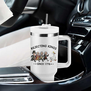 Rejecting Kings Since 1776 Tumbler With Handle Funny Founding Fathers Chasing Royal Goose TS12 Print Your Wear