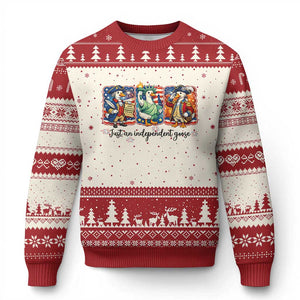 Just An Independent Goose Ugly Christmas Sweater Funny Patriotic Goose TS12 Beige Red Print Your Wear