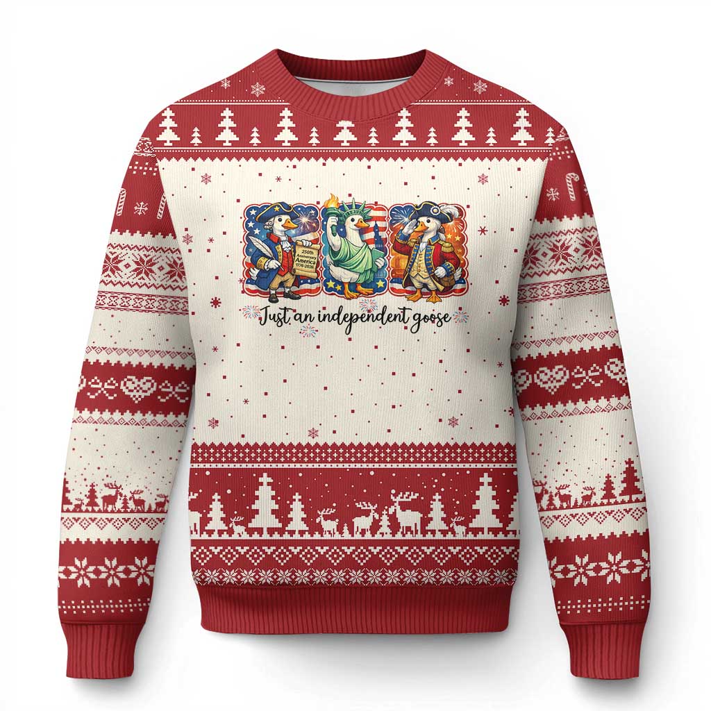 Just An Independent Goose Ugly Christmas Sweater Funny Patriotic Goose TS12 Beige Red Print Your Wear