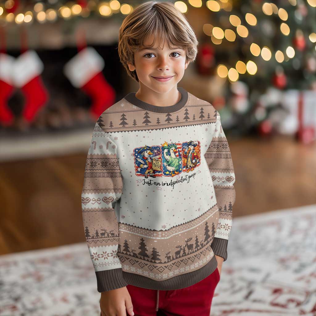 Just An Independent Goose Ugly Christmas Sweater Funny Patriotic Goose TS12 Mocha Mousse Print Your Wear