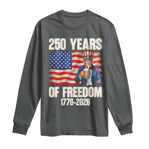 250 Years Of Freedom Long Sleeve Shirt Patriotic Uncle Sam TS12 Dark Heather Print Your Wear