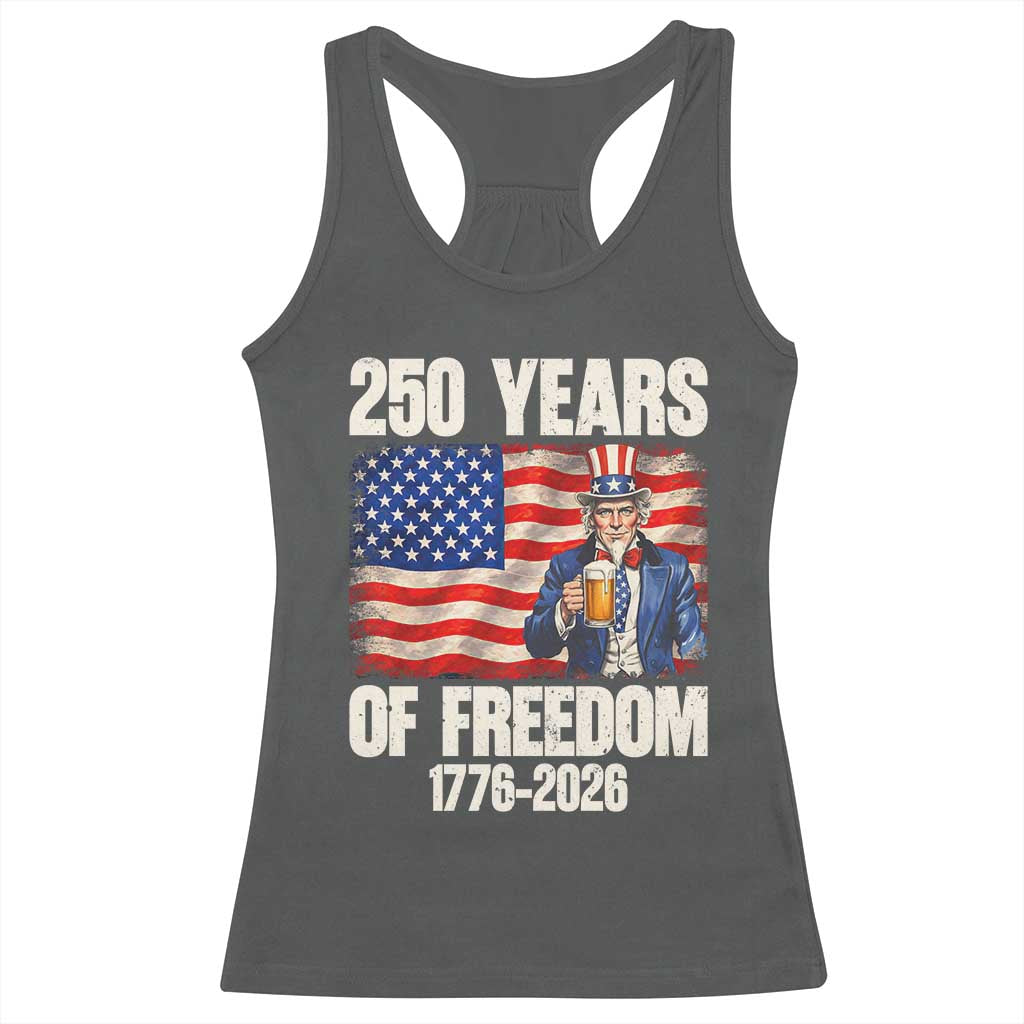 250 Years Of Freedom Racerback Tank Top Patriotic Uncle Sam TS12 Dark Heather Print Your Wear