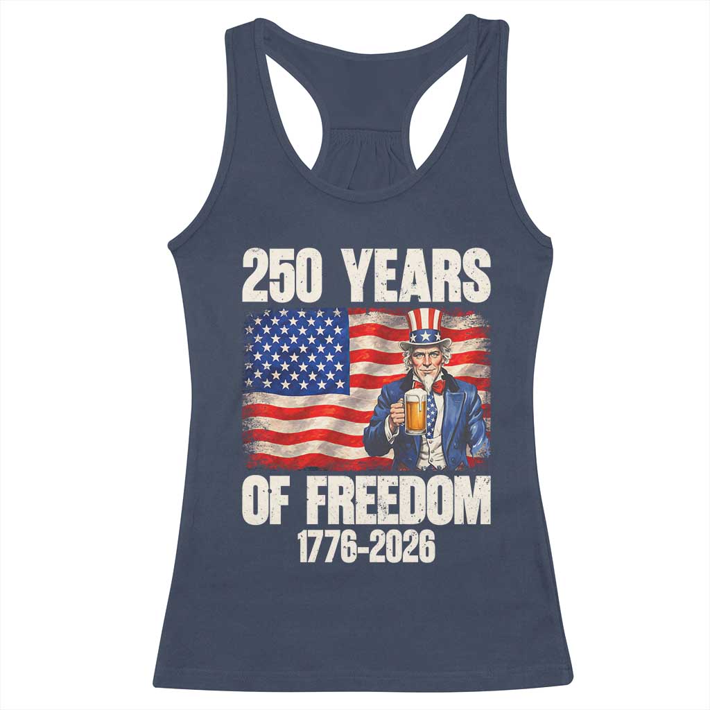 250 Years Of Freedom Racerback Tank Top Patriotic Uncle Sam TS12 Navy Print Your Wear