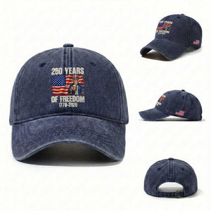 250 Years Of Freedom Washed Cotton Baseball Cap Patriotic Uncle Sam TS12 Washed Cap Universal Fit Navy Print Your Wear