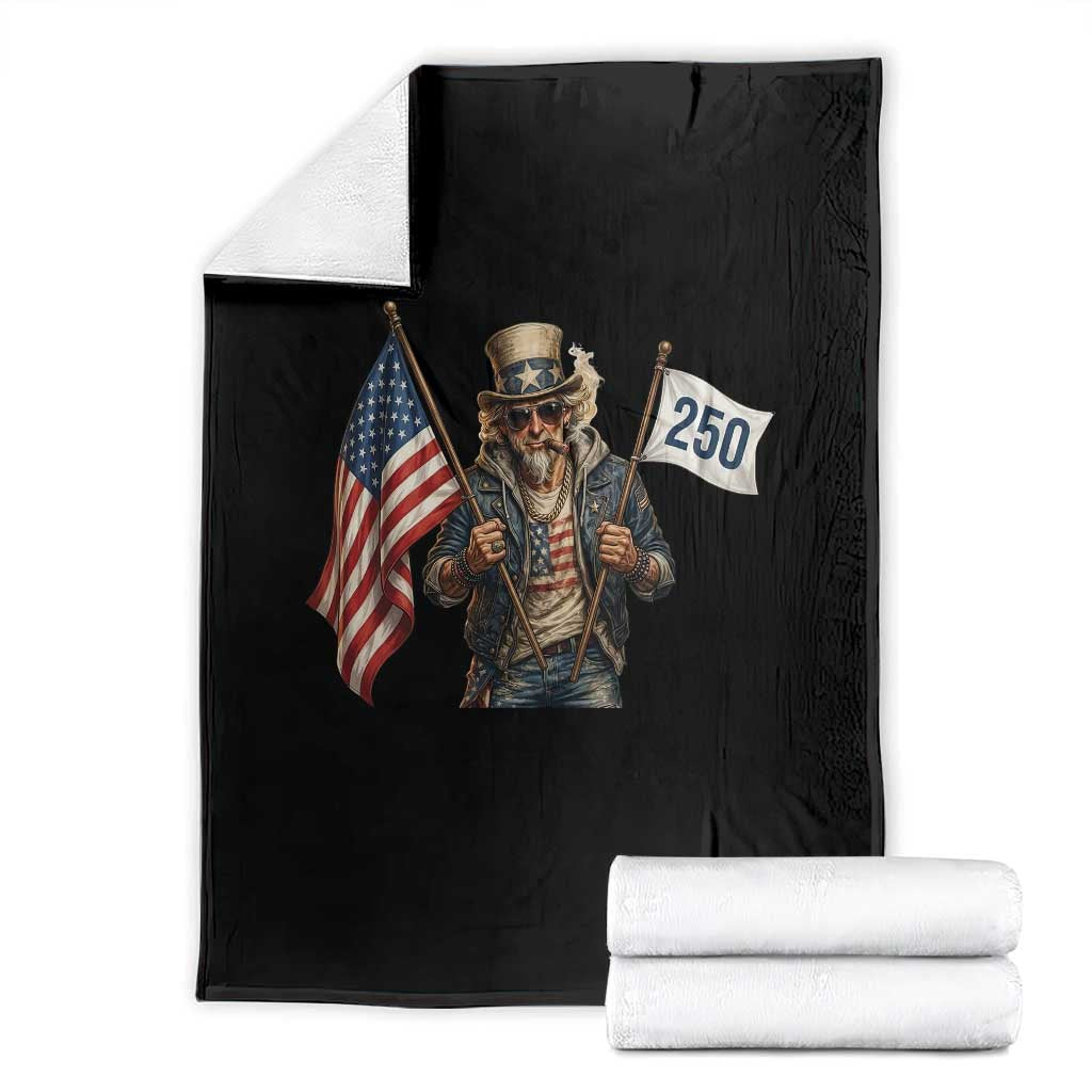 Patriotic Uncle Sam Celebrating 250 Years America Throw Blanket TS12 Black Print Your Wear