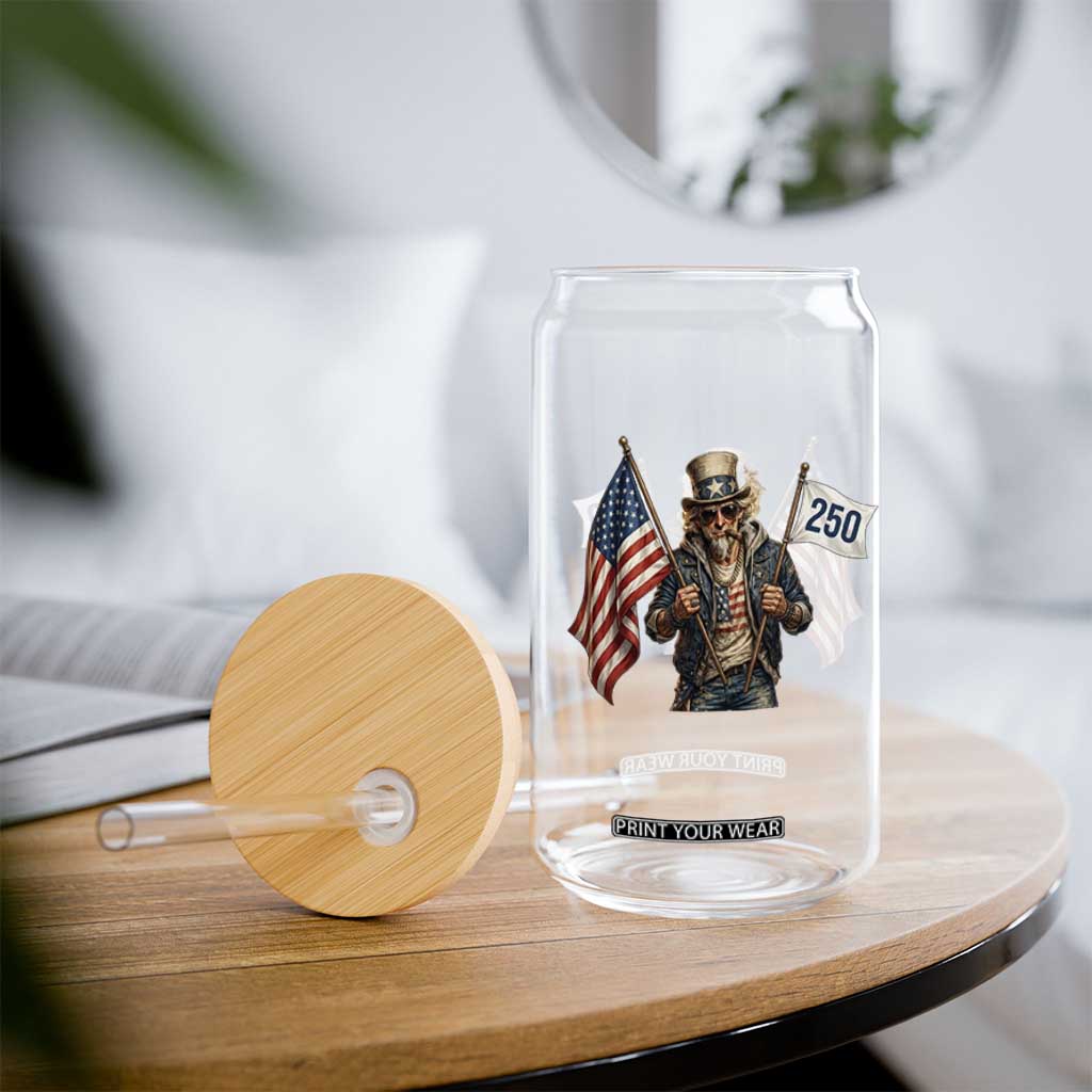Patriotic Uncle Sam Celebrating 250 Years America Glass Can TS12 Print Your Wear