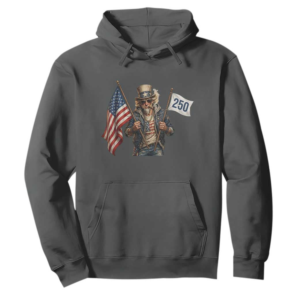 Patriotic Uncle Sam Celebrating 250 Years America Hoodie TS12 Dark Heather Print Your Wear