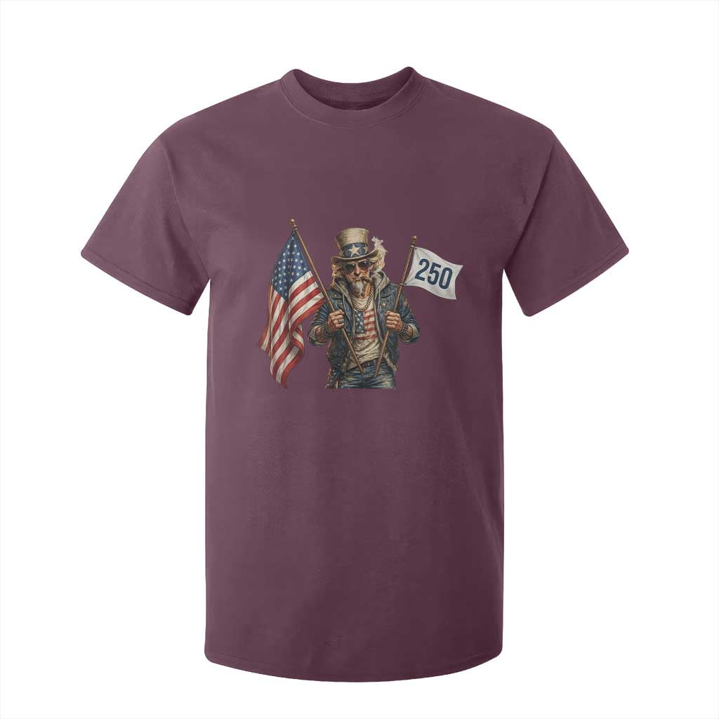 Patriotic Uncle Sam Celebrating 250 Years America T Shirt For Kid TS12 Maroon Print Your Wear