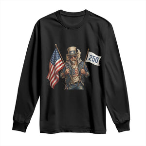 Patriotic Uncle Sam Celebrating 250 Years America Long Sleeve Shirt TS12 Black Print Your Wear