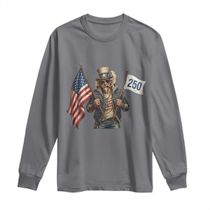Patriotic Uncle Sam Celebrating 250 Years America Long Sleeve Shirt TS12 Charcoal Print Your Wear