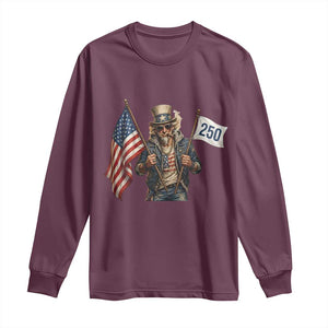 Patriotic Uncle Sam Celebrating 250 Years America Long Sleeve Shirt TS12 Maroon Print Your Wear