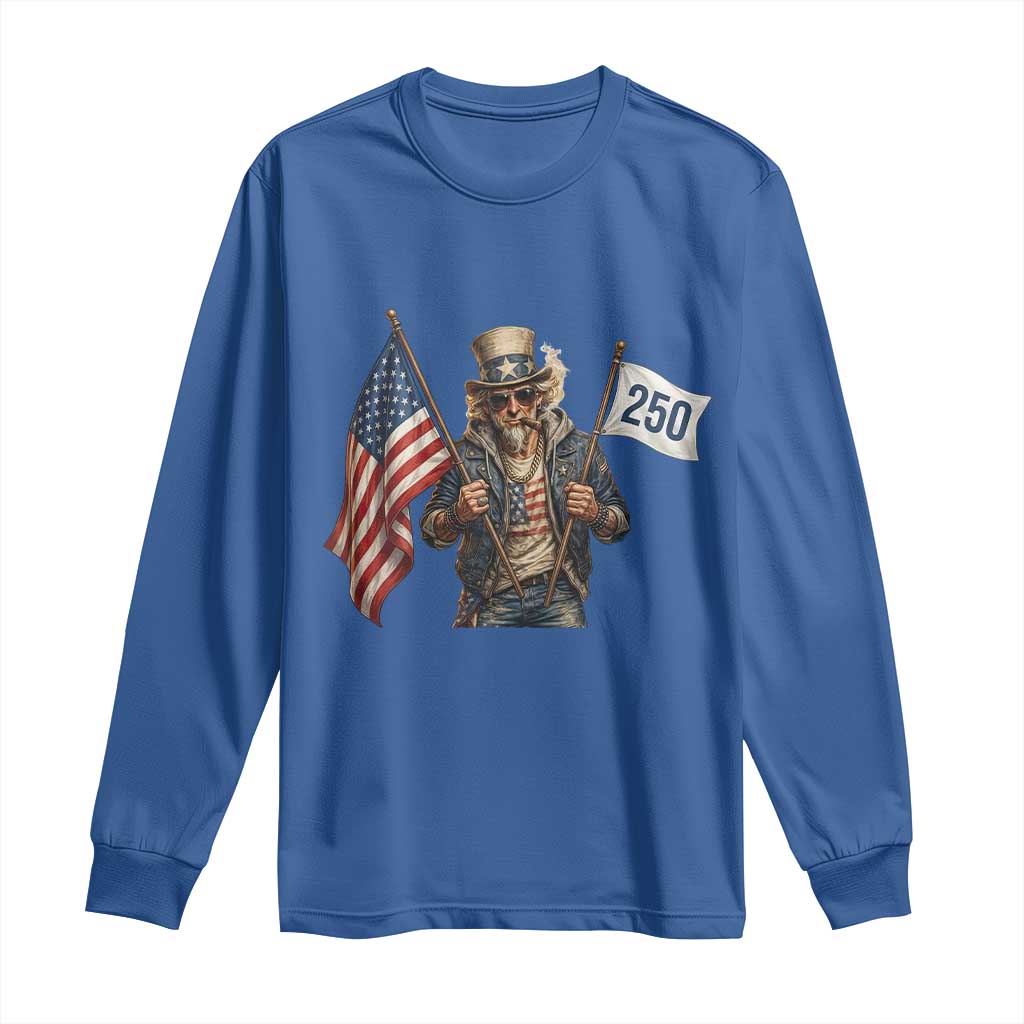 Patriotic Uncle Sam Celebrating 250 Years America Long Sleeve Shirt TS12 Royal Blue Print Your Wear