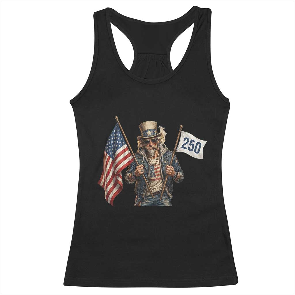 Patriotic Uncle Sam Celebrating 250 Years America Racerback Tank Top TS12 Black Print Your Wear