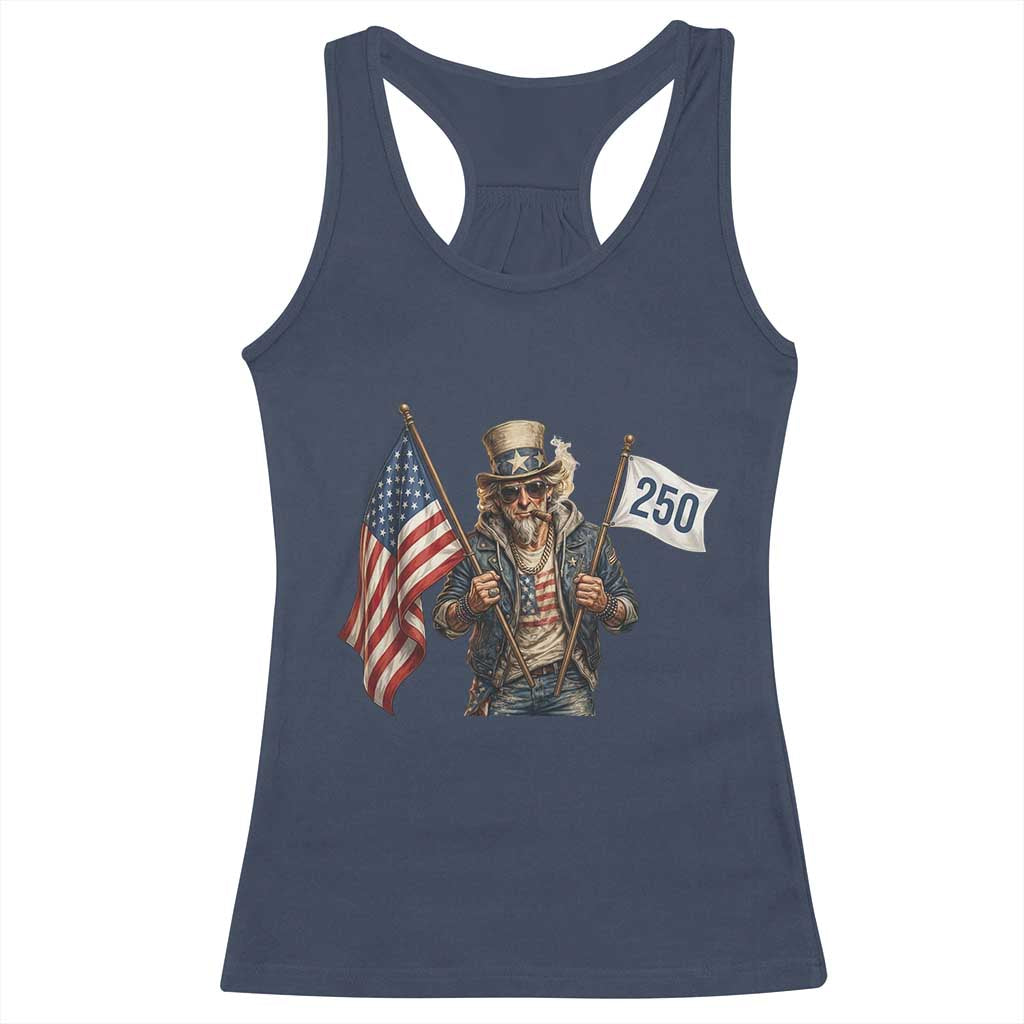 Patriotic Uncle Sam Celebrating 250 Years America Racerback Tank Top TS12 Navy Print Your Wear