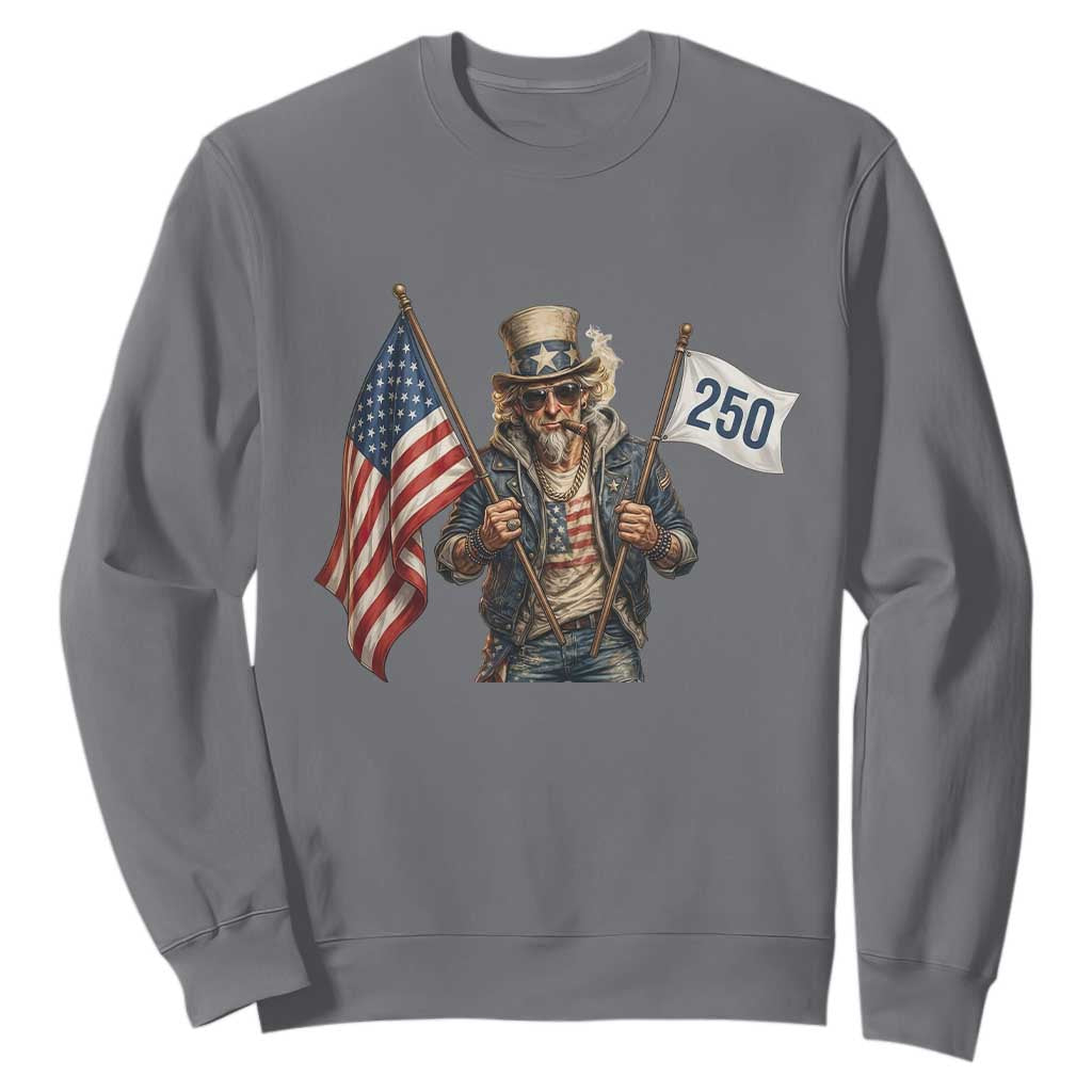 Patriotic Uncle Sam Celebrating 250 Years America Sweatshirt TS12 Charcoal Print Your Wear